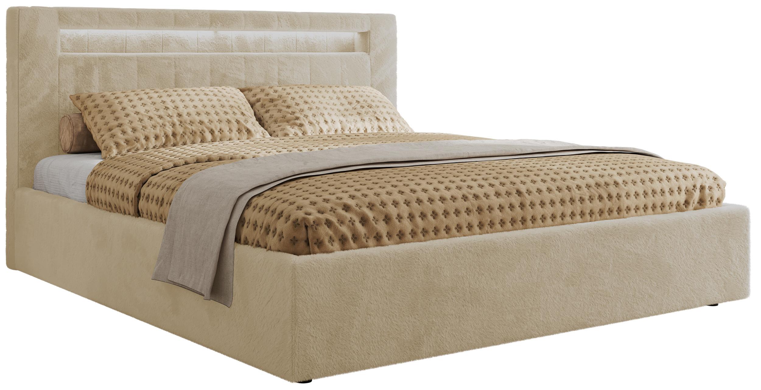 POLSTERBETT GOLD 5 CLASSIC 160/200 - Creme Plüsch - Schaum-Matratze Textil MKS Möbel > Betten > Polsterbetten Weiß