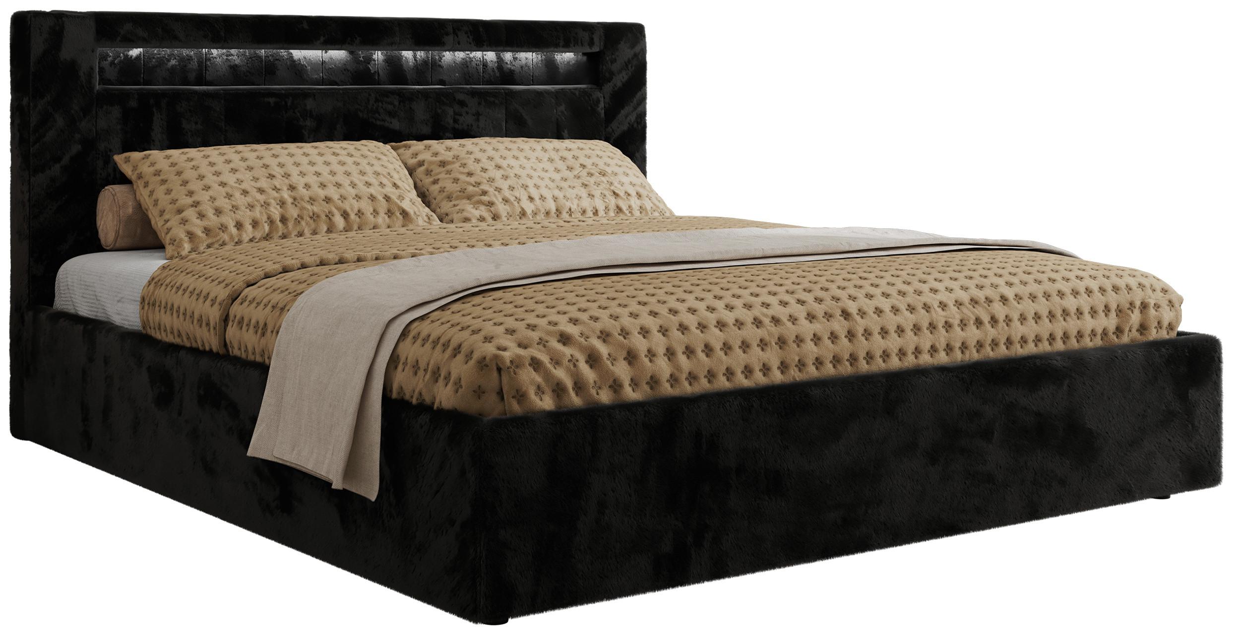 wohnli-moebel-suche-800001299719-1 POLSTERBETT GOLD 5 CLASSIC 200/200 - Schwarz Plüsch - Pocket-Matratze Textil MKS Möbel > Betten > Polsterbetten Schwarz