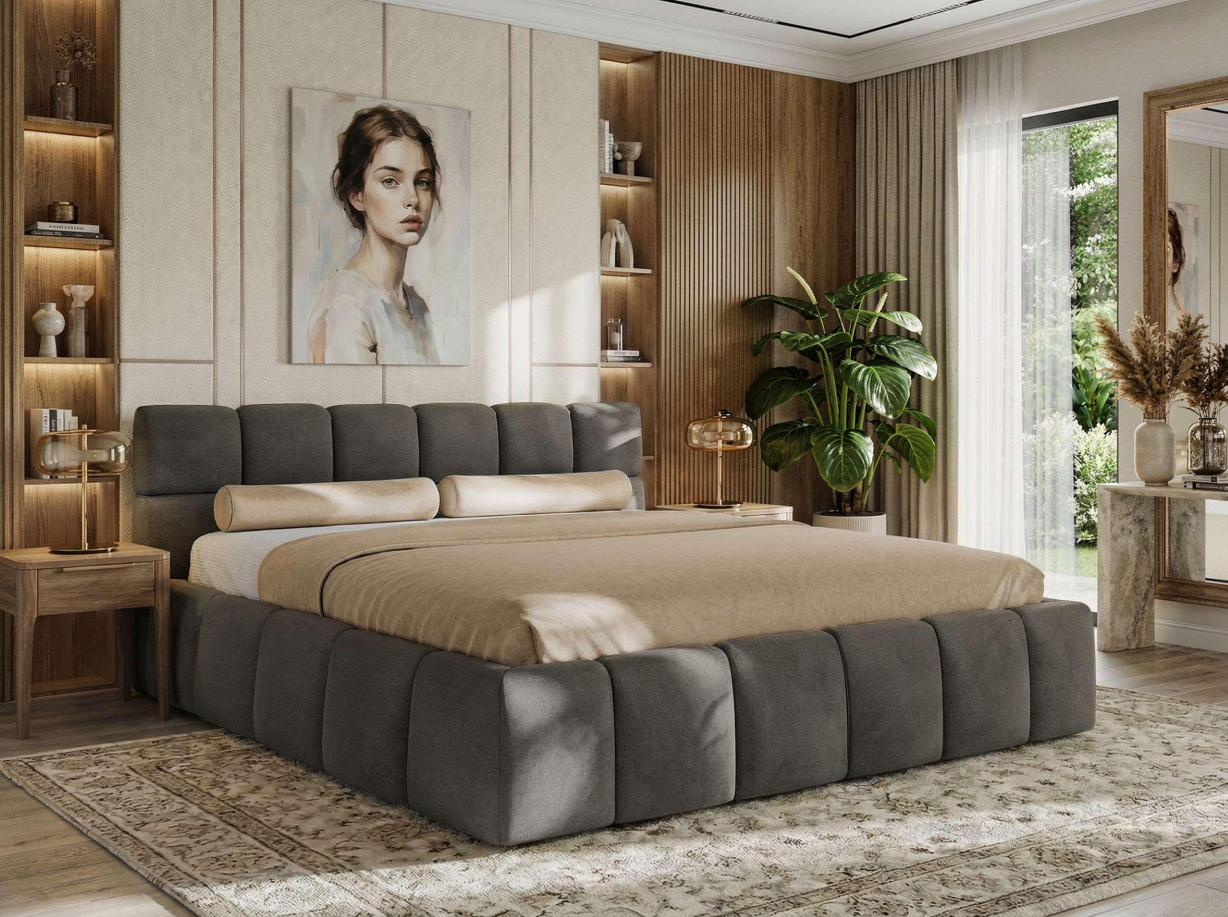 wohnli-moebel-suche-800001299801-1 POLSTERBETT NIRA CLASSIC 200/200 - Dunkelgrau Velvet - ohne Matratze Textil MKS Möbel > Betten > Polsterbetten Grau