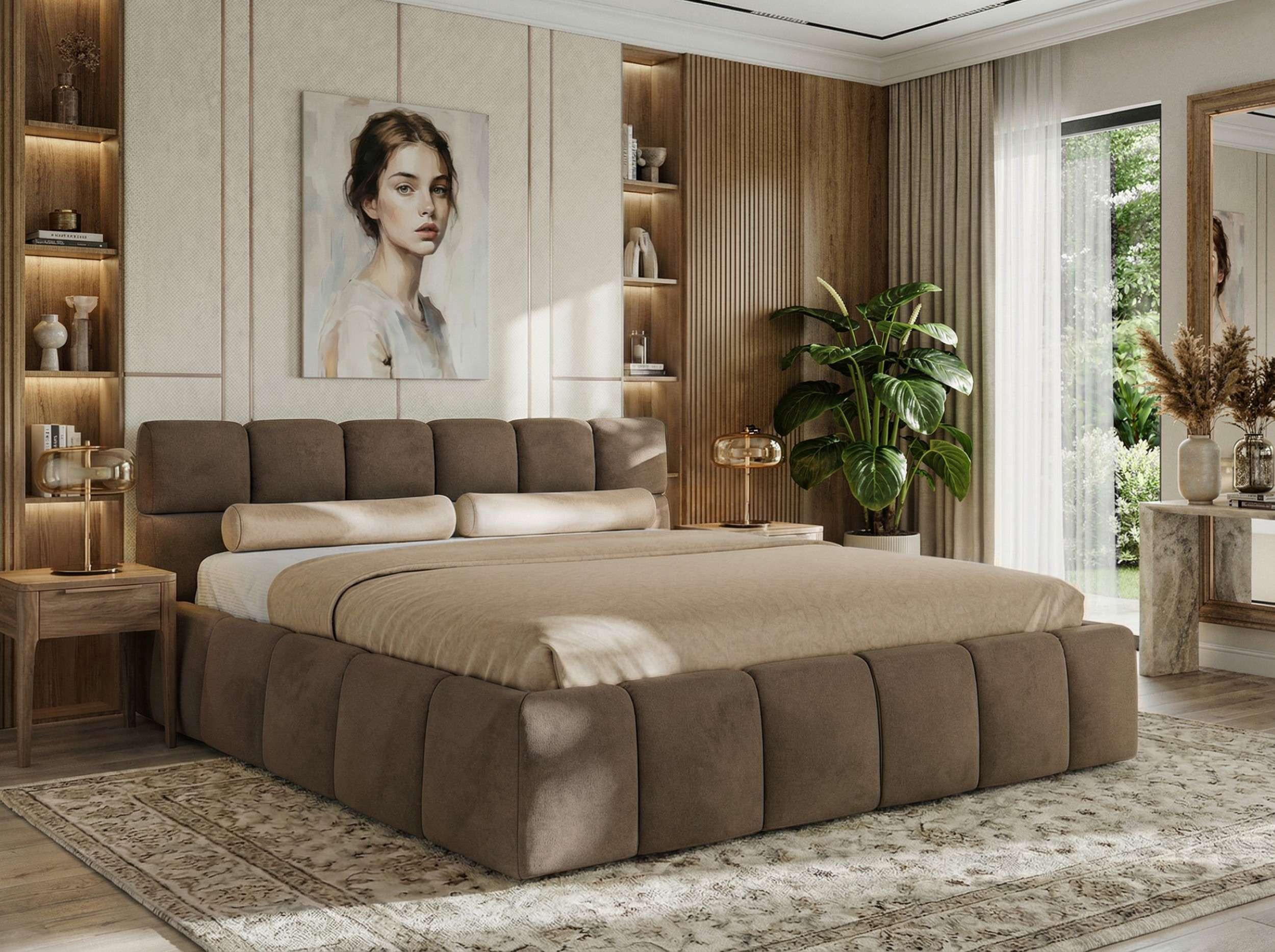 wohnli-moebel-suche-800001299813-1 POLSTERBETT NIRA CLASSIC 200/200 - Braun Velvet - Pocket-Matratze Textil MKS Möbel > Betten > Polsterbetten Braun
