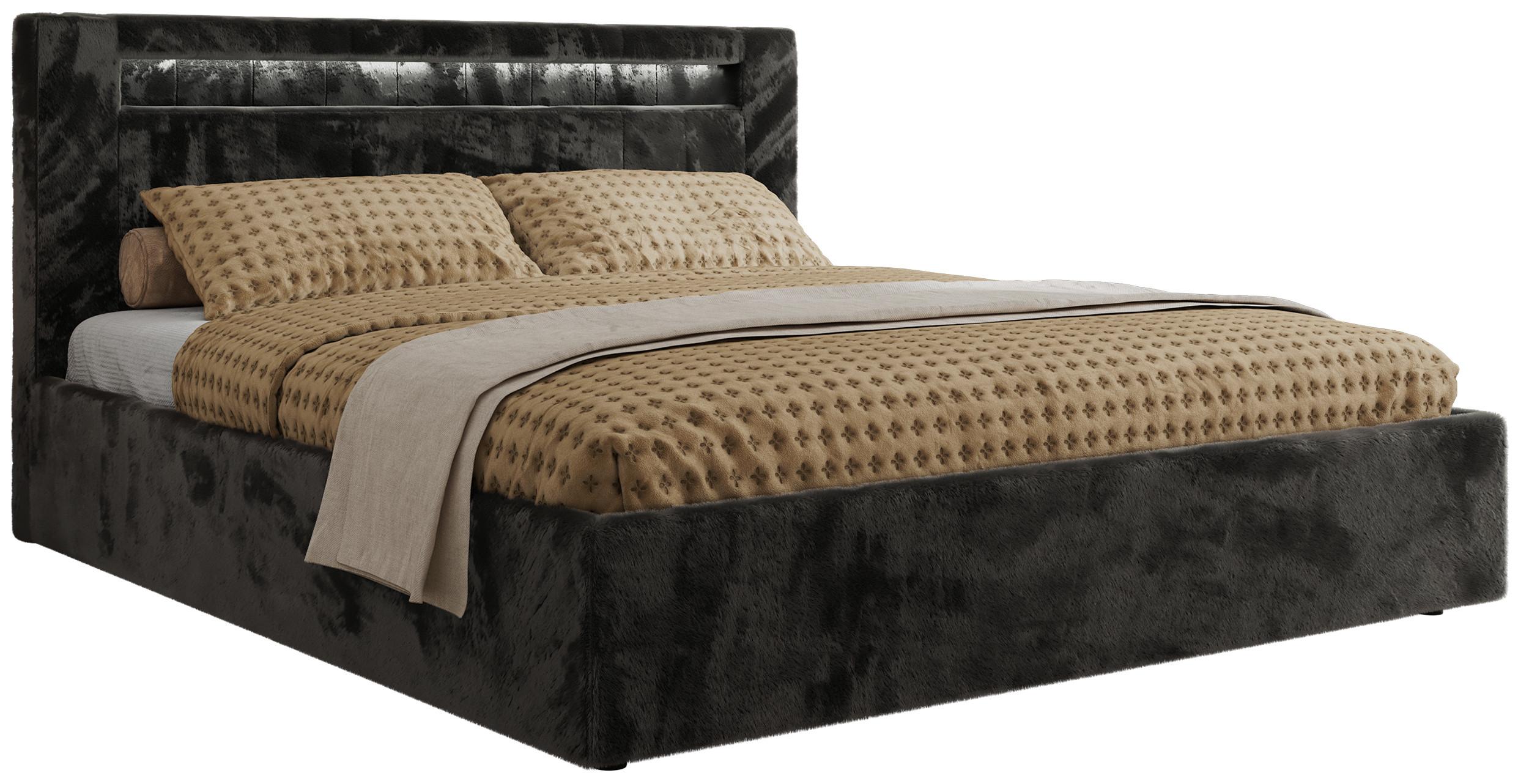 POLSTERBETT GOLD 5 CLASSIC 200/200 - Dunkelgrau Plüsch - Multipocket-Matratze Textil MKS Möbel > Betten > Polsterbetten Grau