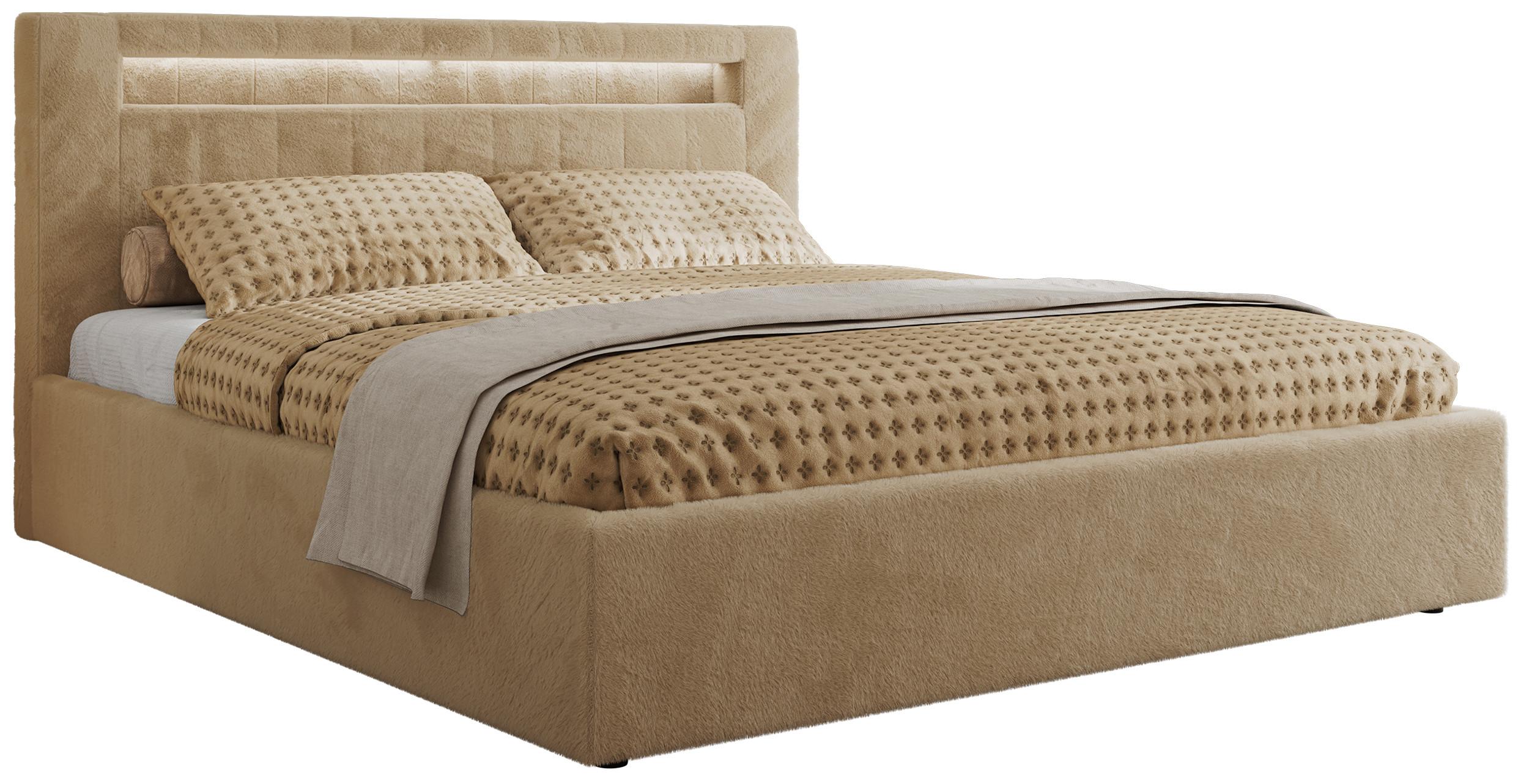 POLSTERBETT GOLD 5 CLASSIC 200/200 - Beige Plüsch - ohne Matratze Textil MKS Möbel > Betten > Polsterbetten Beige