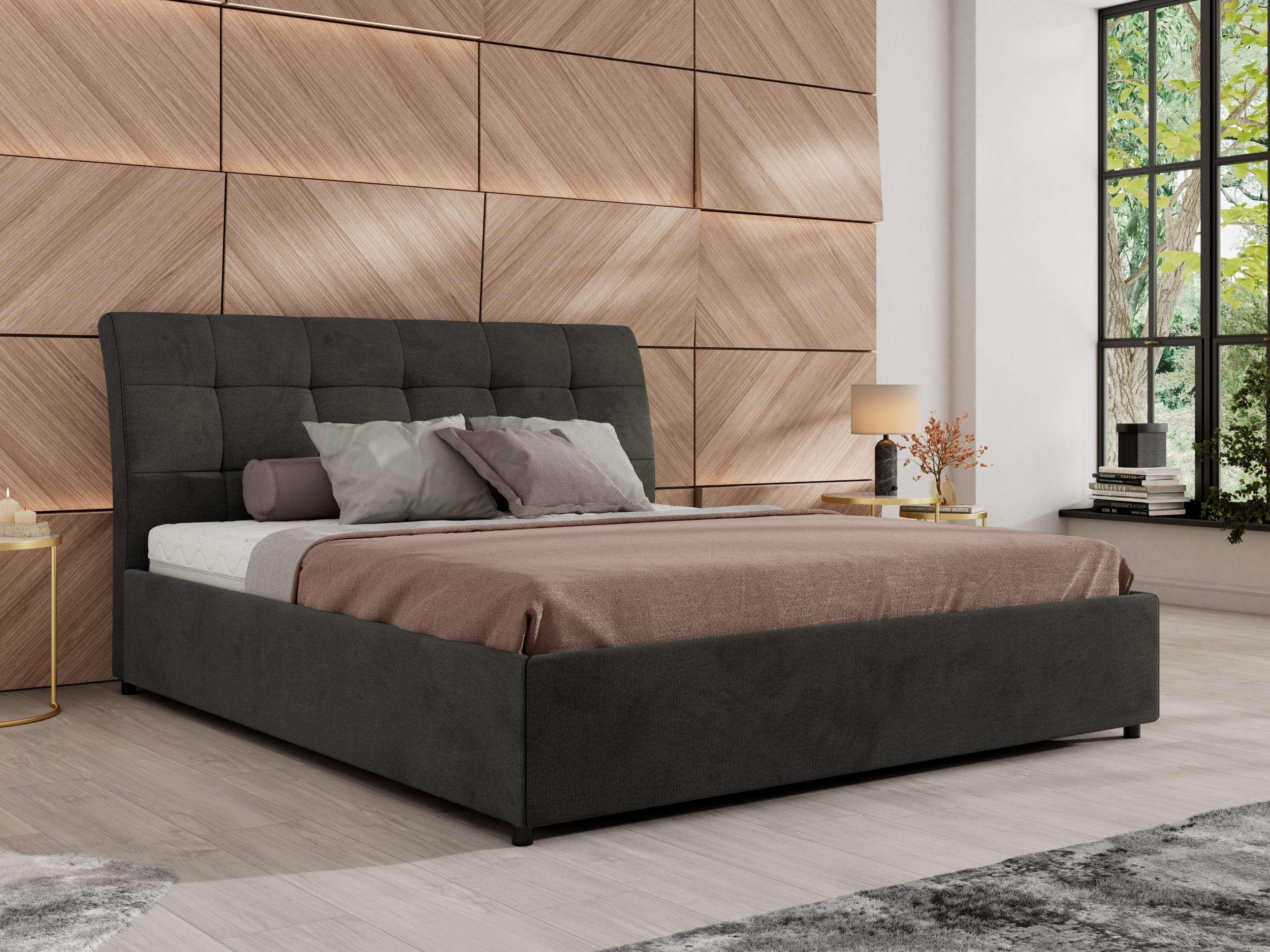wohnli-moebel-suche-800001299885-1 POLSTERBETT GALA CLASSIC 160/200 - Dunkelgrau Velvet - Schaum-Matratze Textil MKS Möbel > Betten > Polsterbetten Grau
