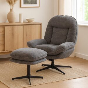 RELAXSESSEL MIT HOCKER Grau Textil MCW Möbel > Sessel > Relaxsessel Grau