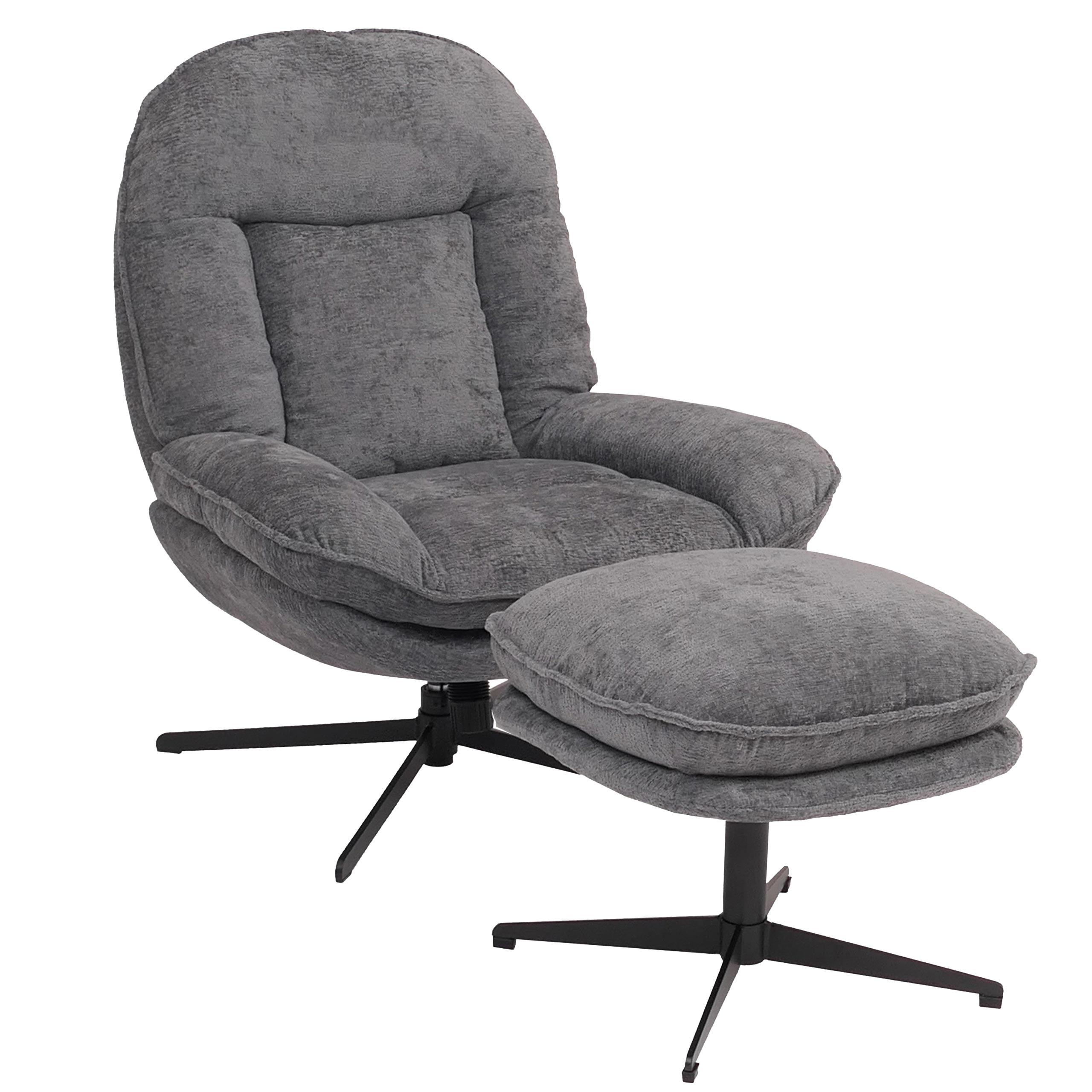 Wohnli Möbelsuche - RELAXSESSEL MIT HOCKER Grau