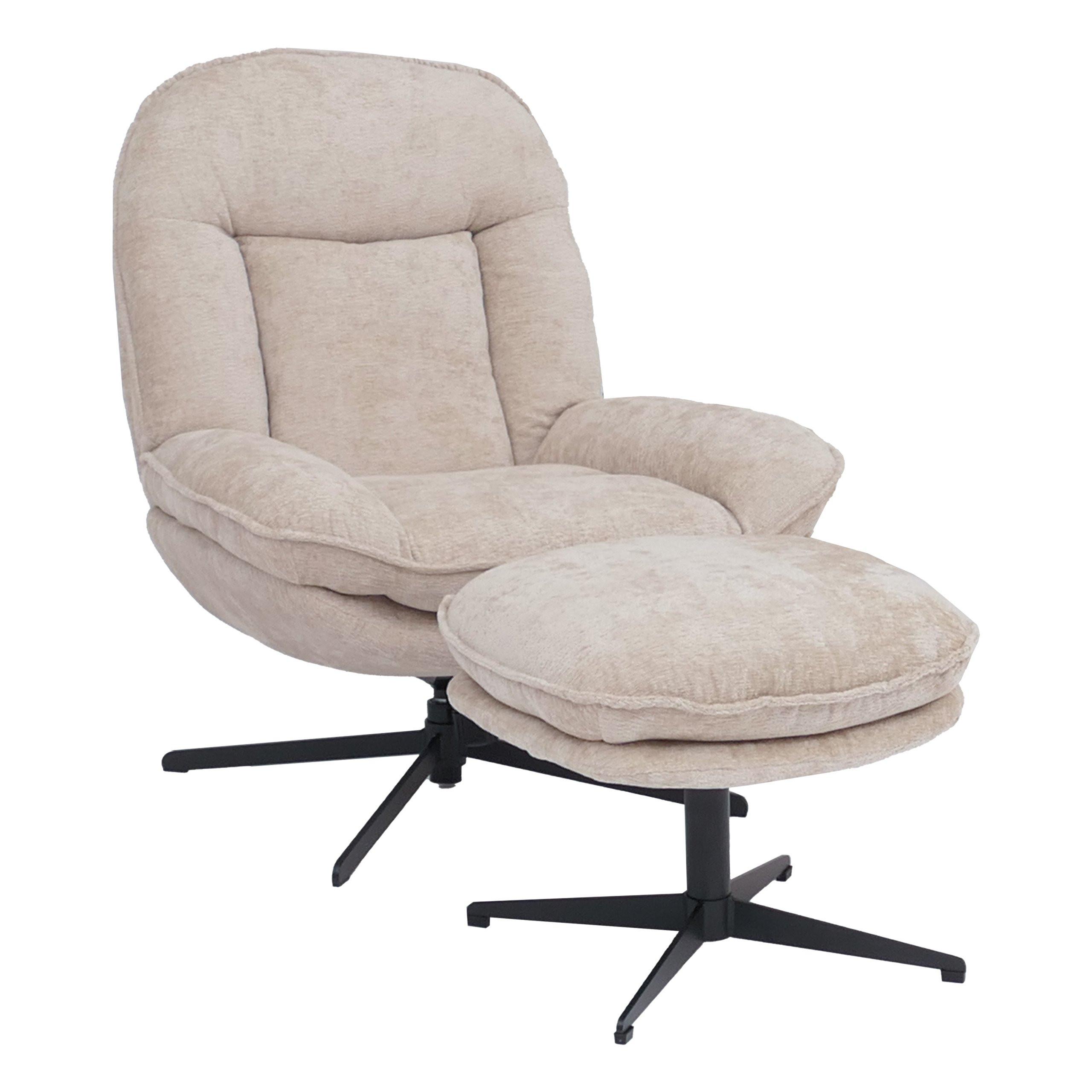 Wohnli Möbelsuche - RELAXSESSEL MIT HOCKER Creme