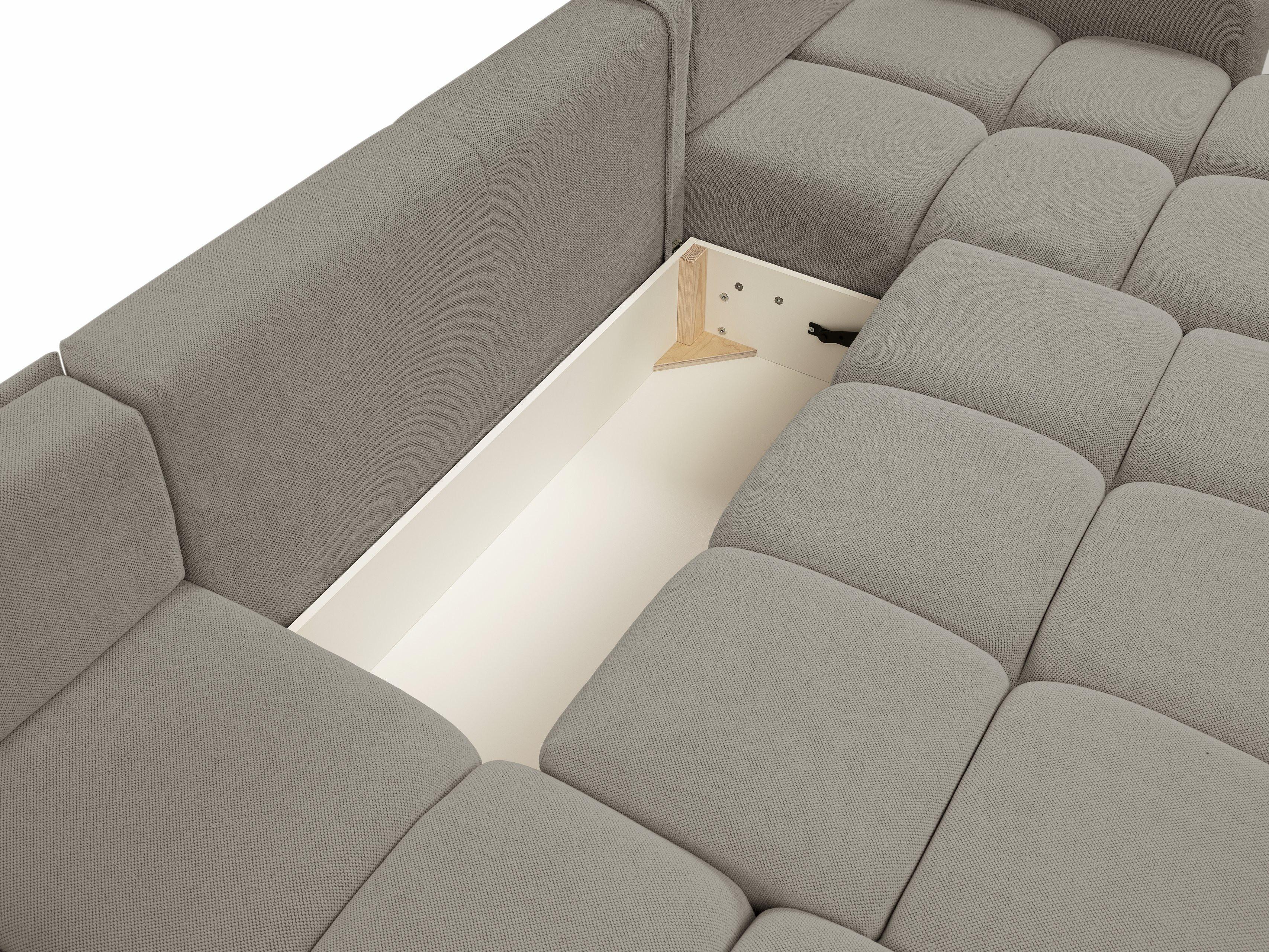 WOHNLANDSCHAFT DUCA U Hellgrau Jersey mit Schlaffunktion Holz MASSENO Möbel > Sofas & Couches > Wohnlandschaften > Wohnlandschaften U-Form Grau