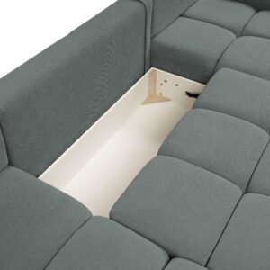 WOHNLANDSCHAFT DUCA U Grau Jersey mit Schlaffunktion Holz MASSENO Möbel > Sofas & Couches > Wohnlandschaften > Wohnlandschaften U-Form Grau