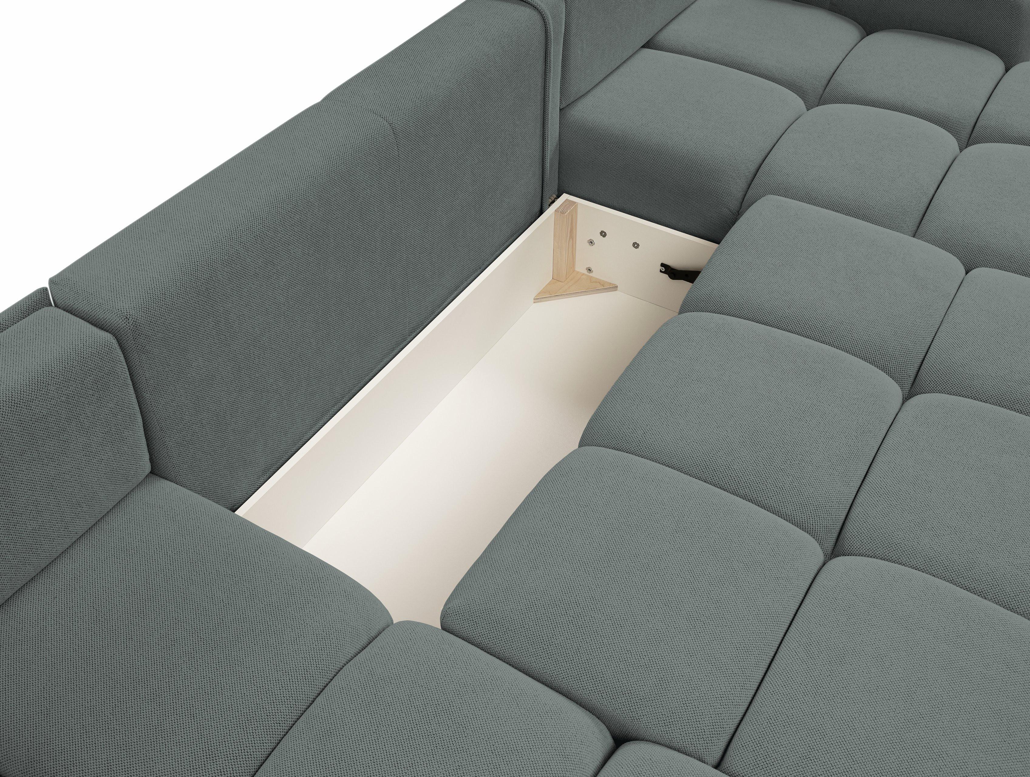 WOHNLANDSCHAFT DUCA U Grau Jersey mit Schlaffunktion Holz MASSENO Möbel > Sofas & Couches > Wohnlandschaften > Wohnlandschaften U-Form Grau