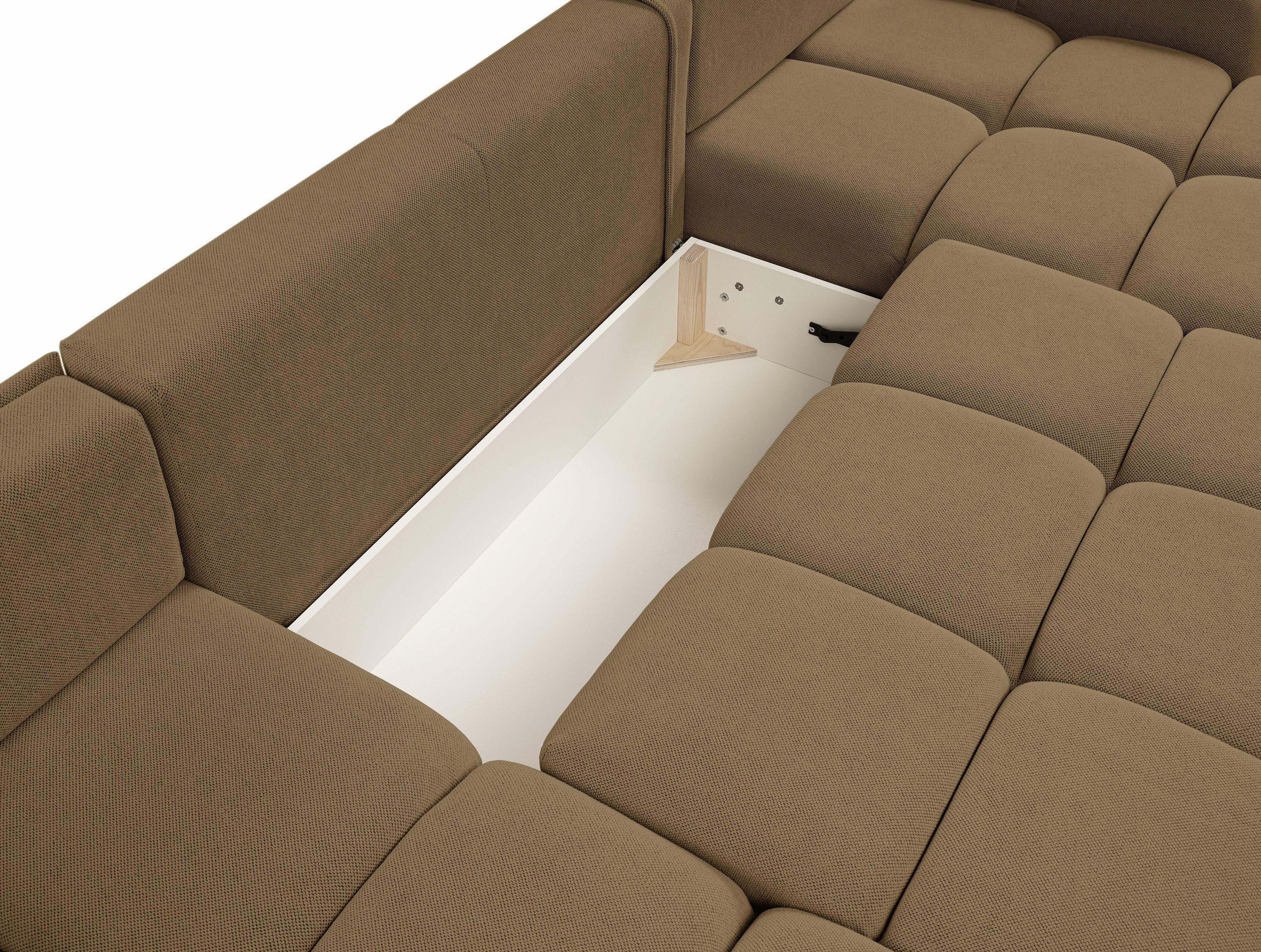 WOHNLANDSCHAFT DUCA U Beige Jersey mit Schlaffunktion Holz MASSENO Möbel > Sofas & Couches > Wohnlandschaften > Wohnlandschaften U-Form Beige