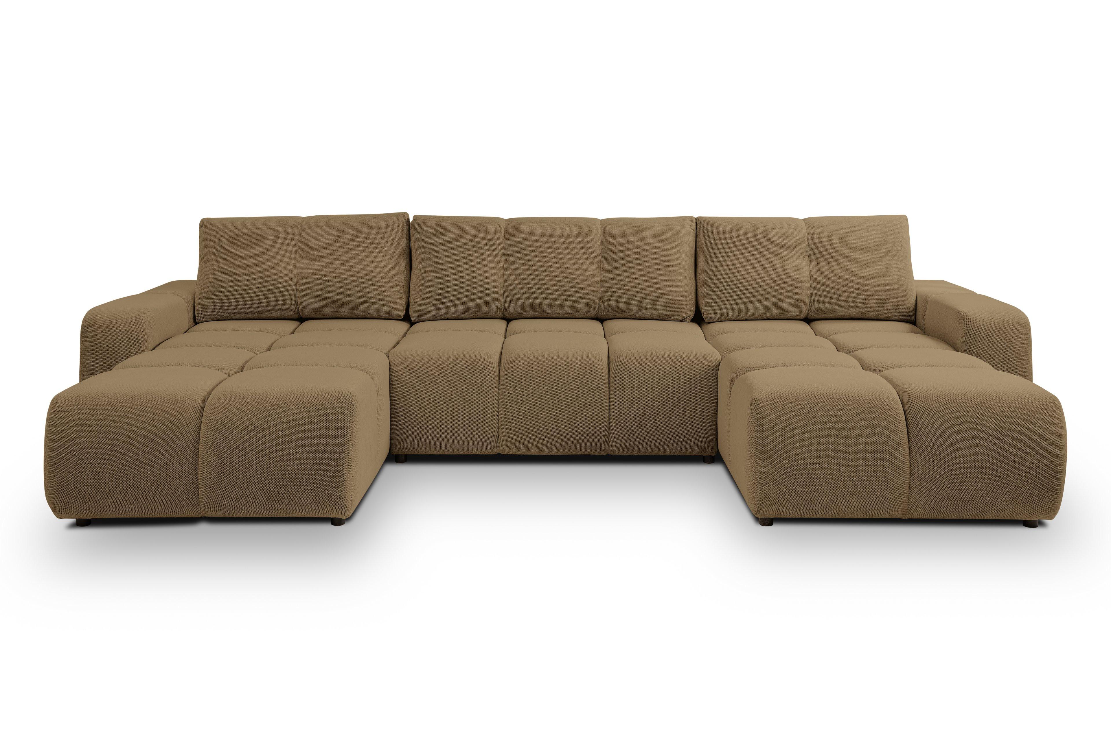 Wohnli Möbelsuche - WOHNLANDSCHAFT DUCA U Beige Jersey mit Schlaffunktion
