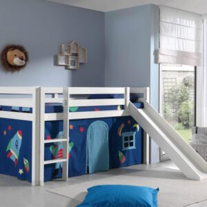 wohnli-moebel-suche-800001311920-1 HOCHBETT mit Rutsche Karolina Massivholz Weiß Textilset Astro 1 Holz 58aufmkessel Möbel > Betten > Hoch- und Etagenbetten > Hochbetten Weiß