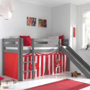 wohnli-moebel-suche-800001311932-1 HOCHBETT mit Rutsche Karolina Massivholz Grau Textilset Zirkus Holz 58aufmkessel Möbel > Betten > Hoch- und Etagenbetten > Hochbetten Grau