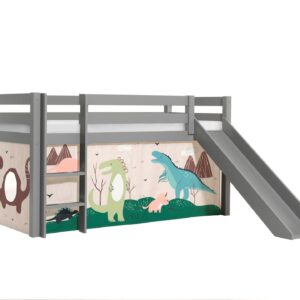 wohnli-moebel-suche-800001311955 Wohnli Möbelsuche - HOCHBETT mit Rutsche Karolina Massivholz Grau Textilset Dino