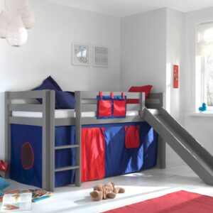 wohnli-moebel-suche-800001311968-1 HOCHBETT mit Rutsche Karolina Massivholz Grau Textilset Domino Holz 58aufmkessel Möbel > Betten > Hoch- und Etagenbetten > Hochbetten Grau