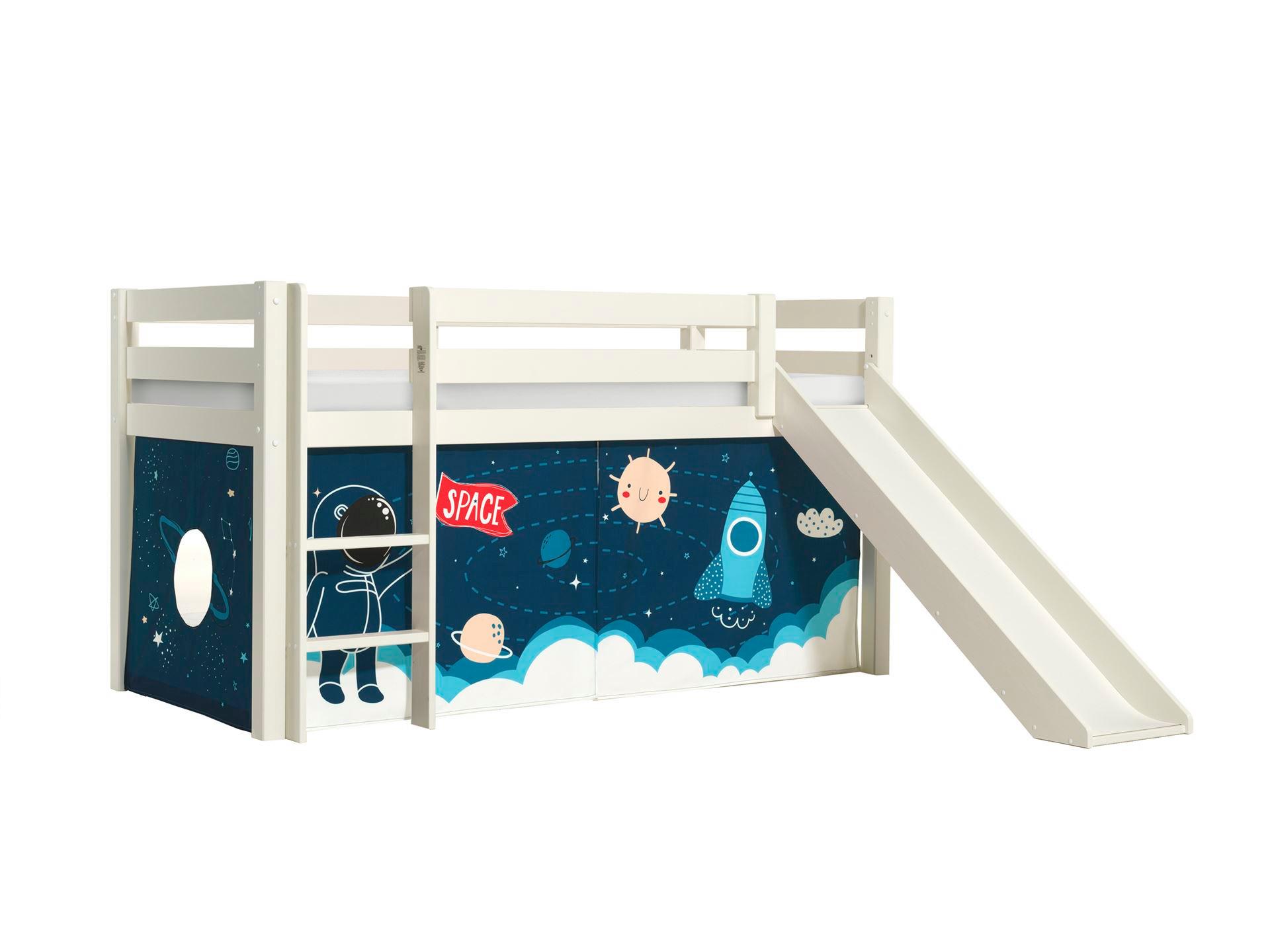 wohnli-moebel-suche-800001311981 Wohnli Möbelsuche - HOCHBETT mit Rutsche Karolina Massivholz Weiß Textilset Rakete