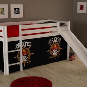 wohnli-moebel-suche-800001311993-1 HOCHBETT mit Rutsche Karolina Massivholz Weiß Textilset Pirate Holz 58aufmkessel Möbel > Betten > Hoch- und Etagenbetten > Hochbetten Weiß