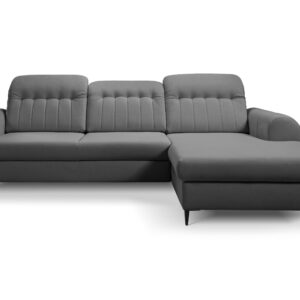 Wohnli Möbelsuche - ECKSOFA PURO R-S Grau Plüsch-Stoff mit Schlaffunktion