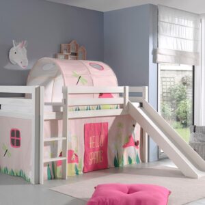 wohnli-moebel-suche-800001312031-1 HOCHBETT mit Rutsche Karolina Massivholz Weiß Textilset Spring 2 Holz 58aufmkessel Möbel > Betten > Hoch- und Etagenbetten > Hochbetten Weiß