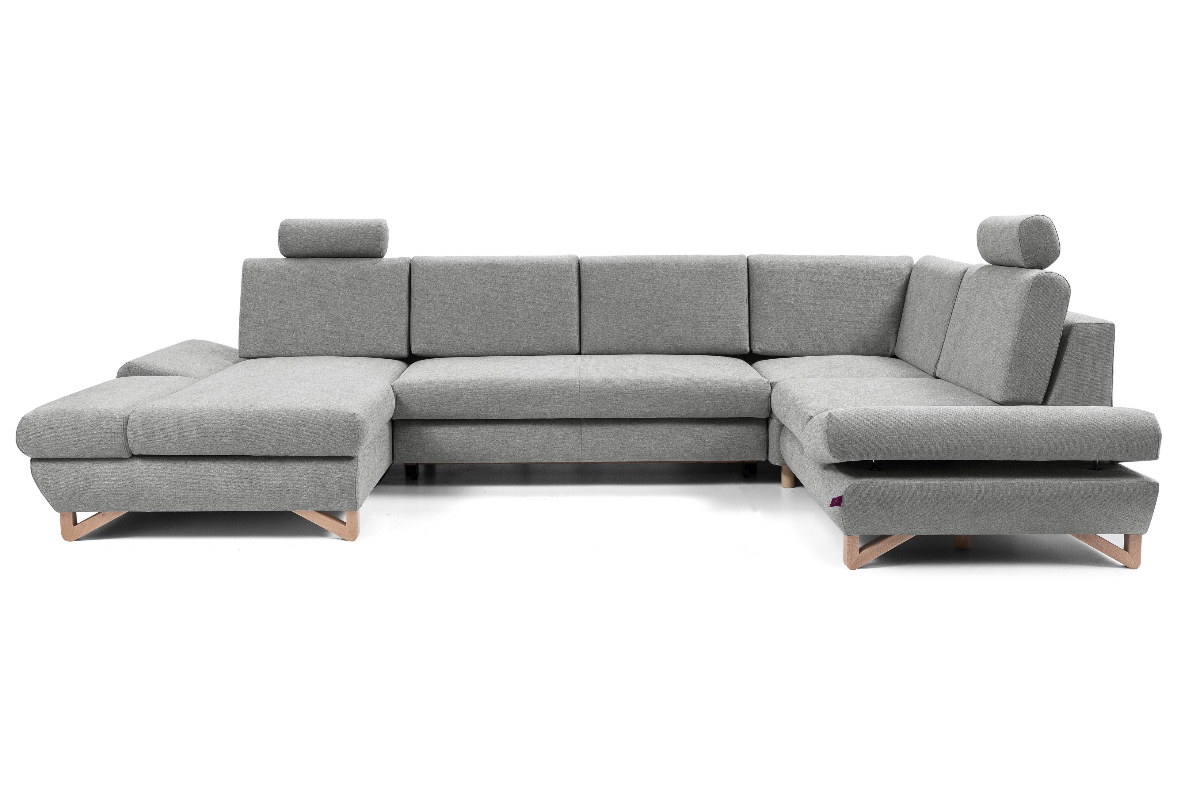 wohnli-moebel-suche-800001312082 Wohnli Möbelsuche - WOHNLANDSCHAFT CASA IV R-S Grau Plüsch-Stoff mit Schlaffunktion