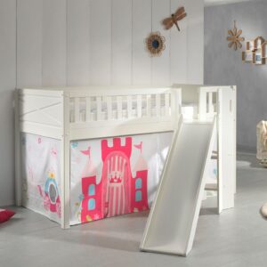 wohnli-moebel-suche-800001312088-1 HOCHBETT mit Rutsche Karyl Massivholz Weiß Textilset Princess 1 Holz 58aufmkessel Möbel > Betten > Hoch- und Etagenbetten > Hochbetten Weiß