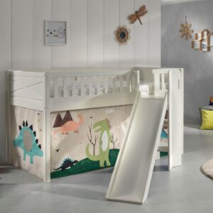 wohnli-moebel-suche-800001312091-1 HOCHBETT mit Rutsche Karyl Massivholz Weiß Textilset Dino Holz 58aufmkessel Möbel > Betten > Hoch- und Etagenbetten > Hochbetten Weiß