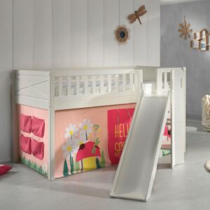 wohnli-moebel-suche-800001312093-1 HOCHBETT mit Rutsche Karyl Massivholz Weiß Textilset Spring 1 Holz 58aufmkessel Möbel > Betten > Hoch- und Etagenbetten > Hochbetten Weiß