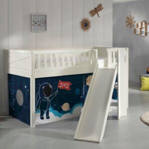 HOCHBETT mit Rutsche Karyl Massivholz Weiß Textilset Rakete Holz 58aufmkessel Möbel > Betten > Hoch- und Etagenbetten > Hochbetten Weiß