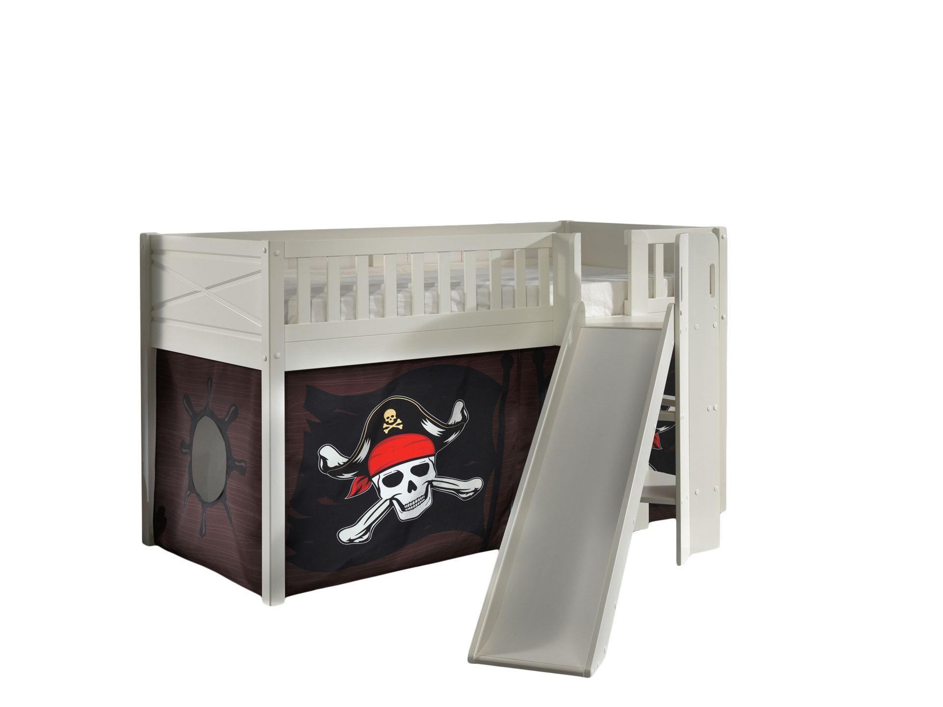 wohnli-moebel-suche-800001312101 Wohnli Möbelsuche - HOCHBETT mit Rutsche Karyl Holz Weiß Textilset Caribian Pirate