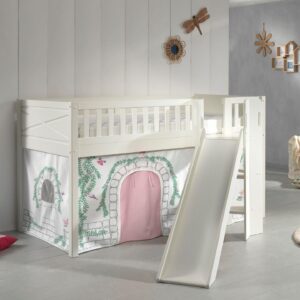 wohnli-moebel-suche-800001312103-1 HOCHBETT mit Rutsche Karyl Massivholz Weiß Textilset Birdy 1 Holz 58aufmkessel Möbel > Betten > Hoch- und Etagenbetten > Hochbetten Weiß