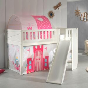 wohnli-moebel-suche-800001312107-1 HOCHBETT mit Rutsche Karyl Massivholz Weiß Textilset Princess 2 Holz 58aufmkessel Möbel > Betten > Hoch- und Etagenbetten > Hochbetten Weiß
