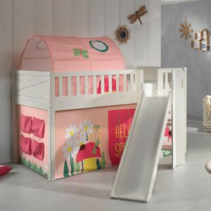 wohnli-moebel-suche-800001312109-1 HOCHBETT mit Rutsche Karyl Massivholz Weiß Textilset Spring 2 Holz 58aufmkessel Möbel > Betten > Hoch- und Etagenbetten > Hochbetten Weiß