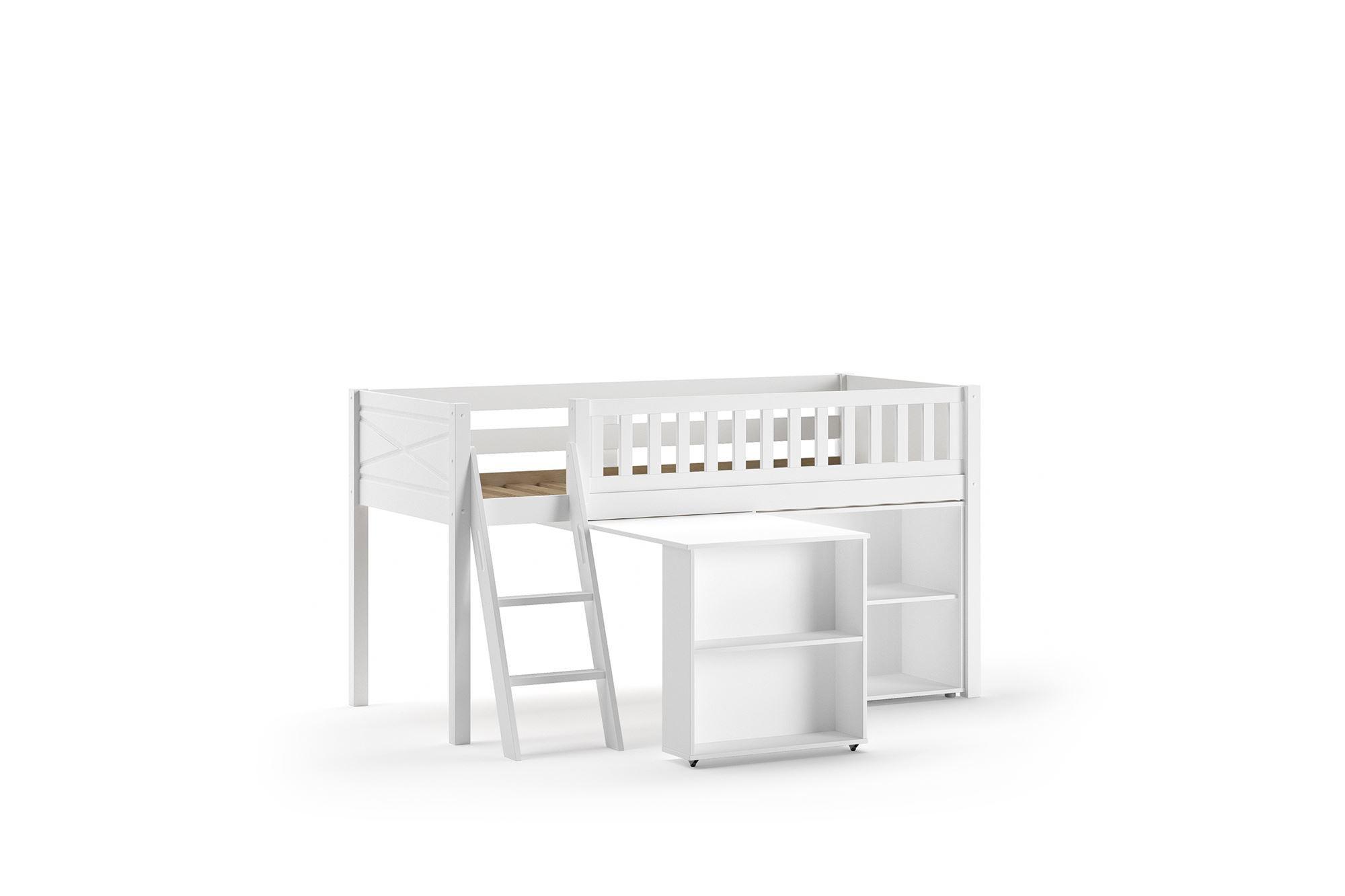wohnli-moebel-suche-800001312153 Wohnli Möbelsuche - HOCHBETT Karyl 208x114x135 Massivholz Weiß Regal