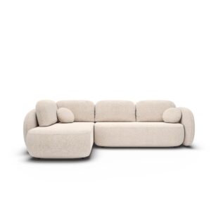 Wohnli Möbelsuche - ECKSOFA AMICO II L-S Beige Geflochtener Stoff mit Schlaffunktion
