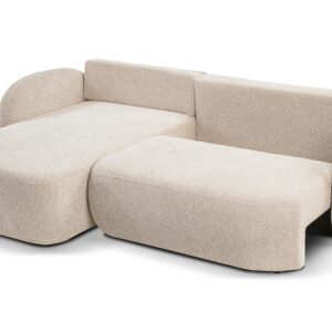 ECKSOFA AMICO L-S Beige Boucle-Stoff mit Schlaffunktion Holz MASSENO Möbel > Sofas & Couches > Wohnlandschaften > Ecksofas Beige