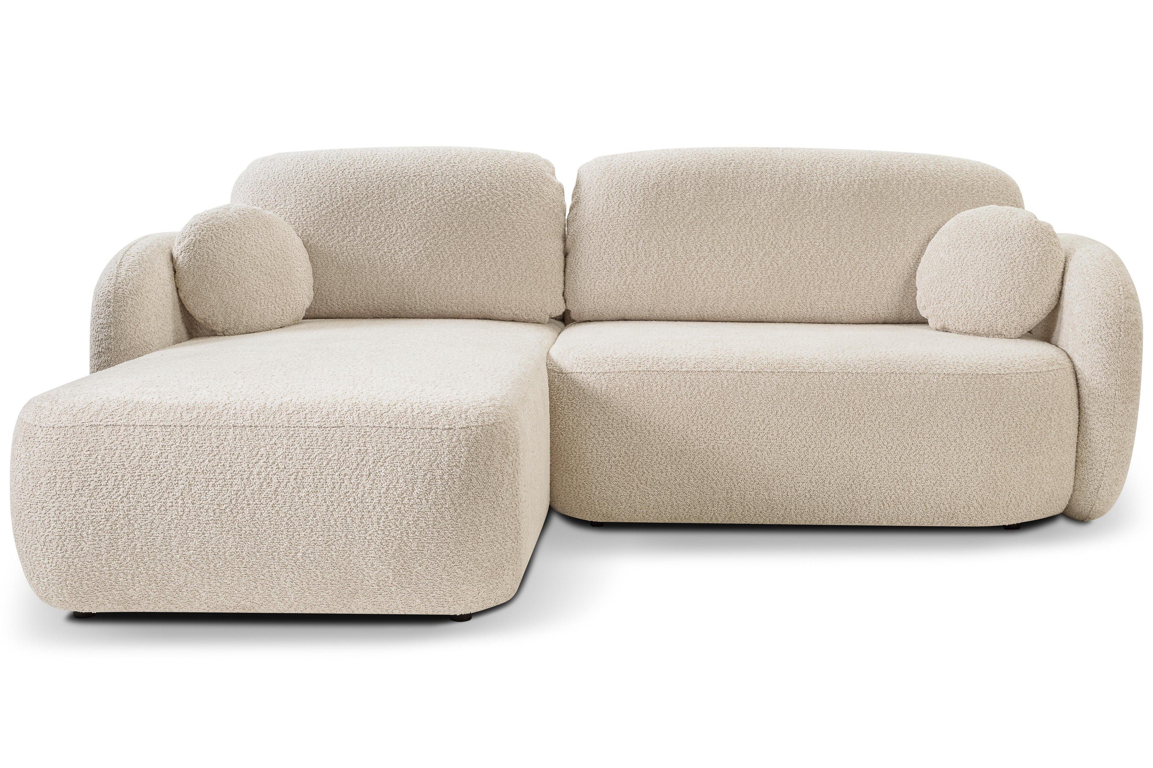 Wohnli Möbelsuche - ECKSOFA AMICO L-S Beige Boucle-Stoff mit Schlaffunktion