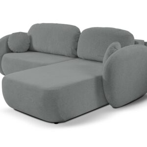 Wohnli Möbelsuche - ECKSOFA AMICO R-S Grau Geflochtener Stoff mit Schlaffunktion