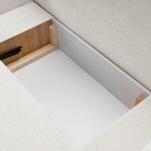 ECKSOFA AMICO L-S Weiß Geflochtener Stoff mit Schlaffunktion Holz MASSENO Möbel > Sofas & Couches > Wohnlandschaften > Ecksofas Weiß