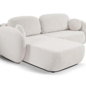 Wohnli Möbelsuche - ECKSOFA AMICO L-S Weiß Geflochtener Stoff mit Schlaffunktion