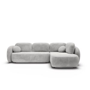 Wohnli Möbelsuche - ECKSOFA AMICO II R-S Hellgrau Geflochtener Stoff mit Schlaffunktion