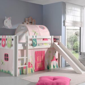 wohnli-moebel-suche-800001312337-1 HOCHBETT mit Rutsche Karolina Massivholz Weiß Textilset Spring 4 Holz 58aufmkessel Möbel > Betten > Hoch- und Etagenbetten > Hochbetten Weiß