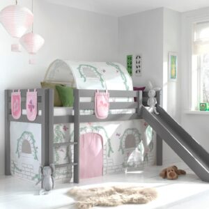 wohnli-moebel-suche-800001312362-1 HOCHBETT mit Rutsche Karolina Massivholz Grau Textilset Burg 4 Holz 58aufmkessel Möbel > Betten > Hoch- und Etagenbetten > Hochbetten Grau
