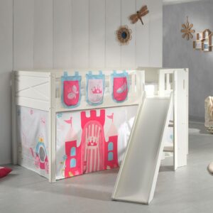 wohnli-moebel-suche-800001312364-1 HOCHBETT mit Rutsche Karyl Massivholz Weiß Textilset Princess 3 Holz 58aufmkessel Möbel > Betten > Hoch- und Etagenbetten > Hochbetten Weiß
