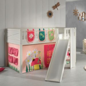 wohnli-moebel-suche-800001312367-1 HOCHBETT mit Rutsche Karyl Massivholz Weiß Textilset Spring 3 Holz 58aufmkessel Möbel > Betten > Hoch- und Etagenbetten > Hochbetten Weiß