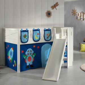 wohnli-moebel-suche-800001312369-1 HOCHBETT mit Rutsche Karyl Massivholz Weiß Textilset Astro 3 Holz 58aufmkessel Möbel > Betten > Hoch- und Etagenbetten > Hochbetten Weiß