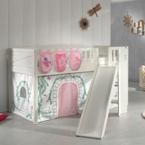 wohnli-moebel-suche-800001312371-1 HOCHBETT mit Rutsche Karyl Massivholz Weiß Textilset Birdy 3 Holz 58aufmkessel Möbel > Betten > Hoch- und Etagenbetten > Hochbetten Weiß