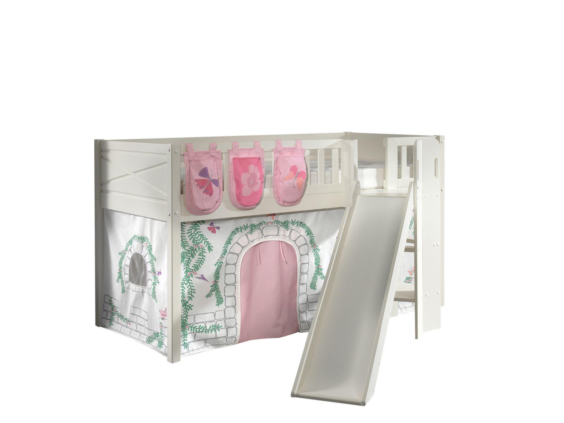 wohnli-moebel-suche-800001312371 Wohnli Möbelsuche - HOCHBETT mit Rutsche Karyl Massivholz Weiß Textilset Birdy 3