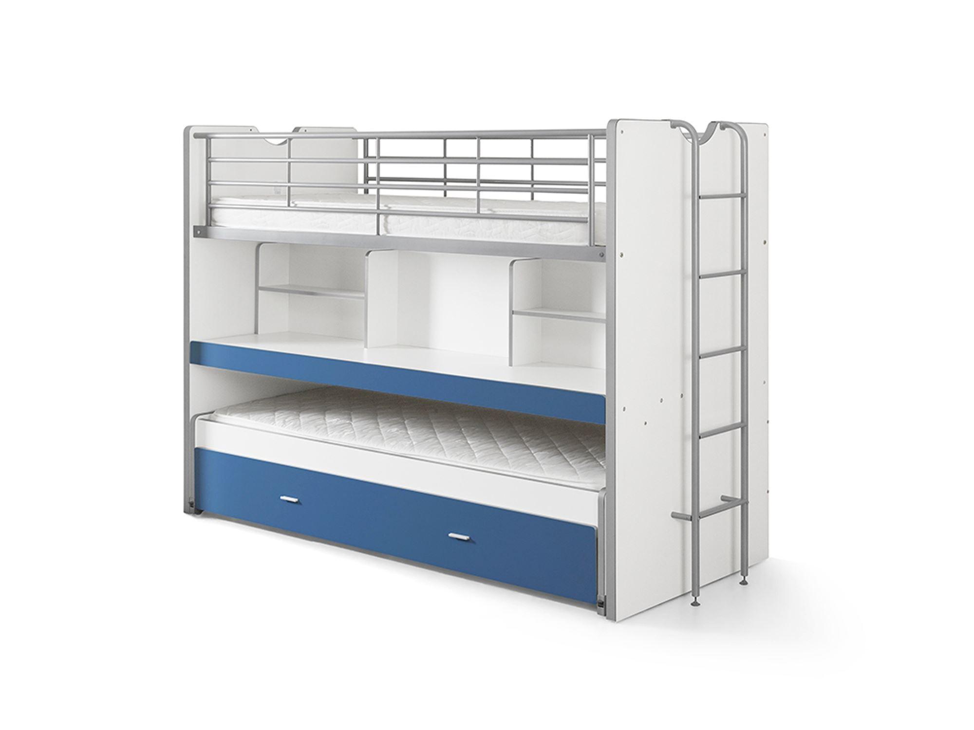 Wohnli Möbelsuche - HOCHBETT Kalinda 222x161x102 aus Holzwerkstoff+Metall in Weiß/Blau