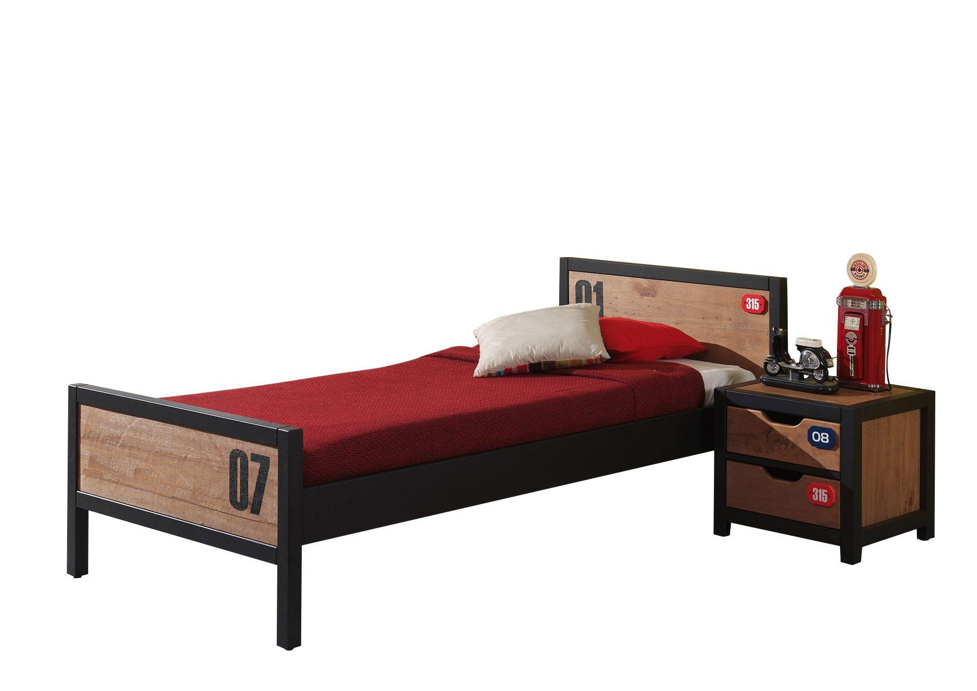 wohnli-moebel-suche-800001312438 Wohnli Möbelsuche - BETT mit Nachtkommode Kameko aus Holz+MDF in Schwarz/Natur