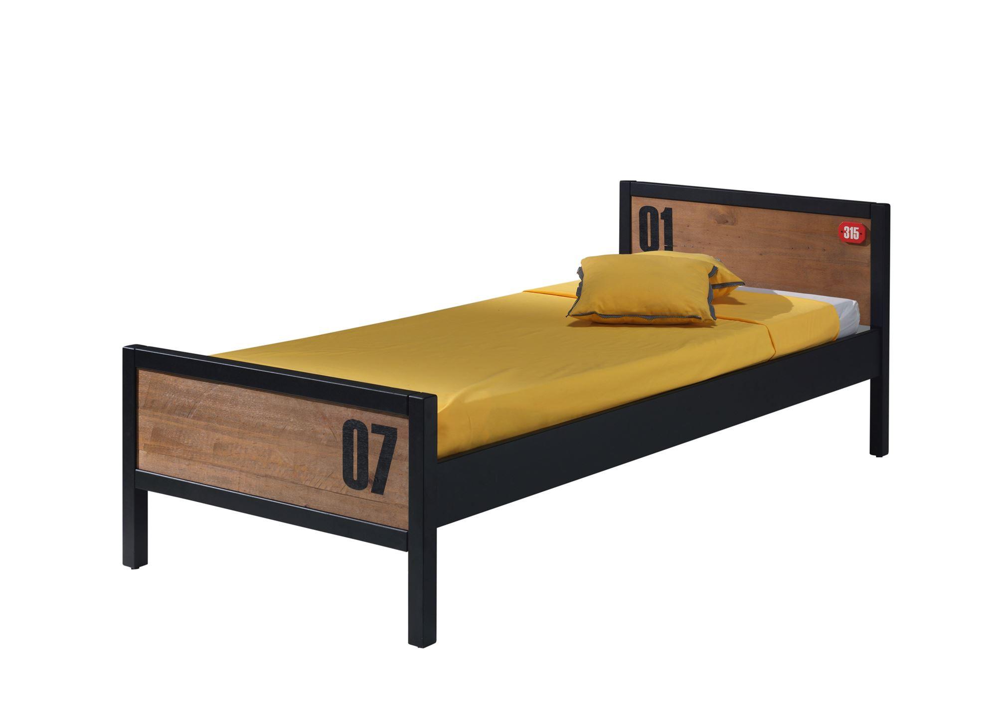 wohnli-moebel-suche-800001312442 Wohnli Möbelsuche - EINZELBETT Kameko 209x75x97 aus Massivholz+MDF in Schwarz/Natur